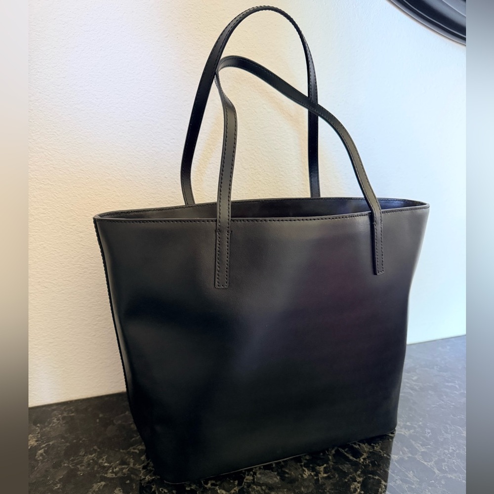 Kate Spade Maxi Black Leather Tote with Charm - Picture 3 of 7